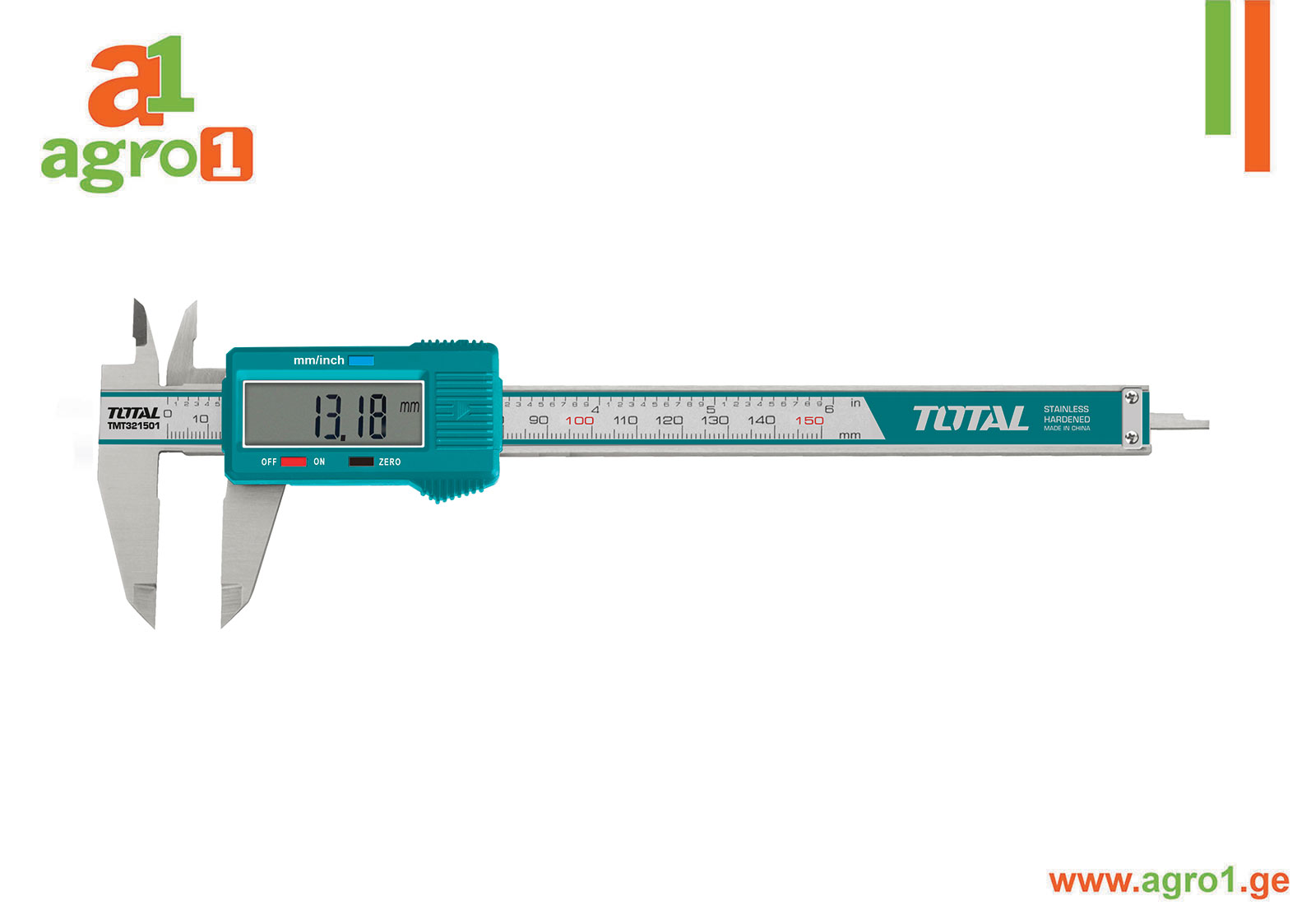 შტანგენფარგალი ციფრული, 0÷150მმ TOTAL TMT321501